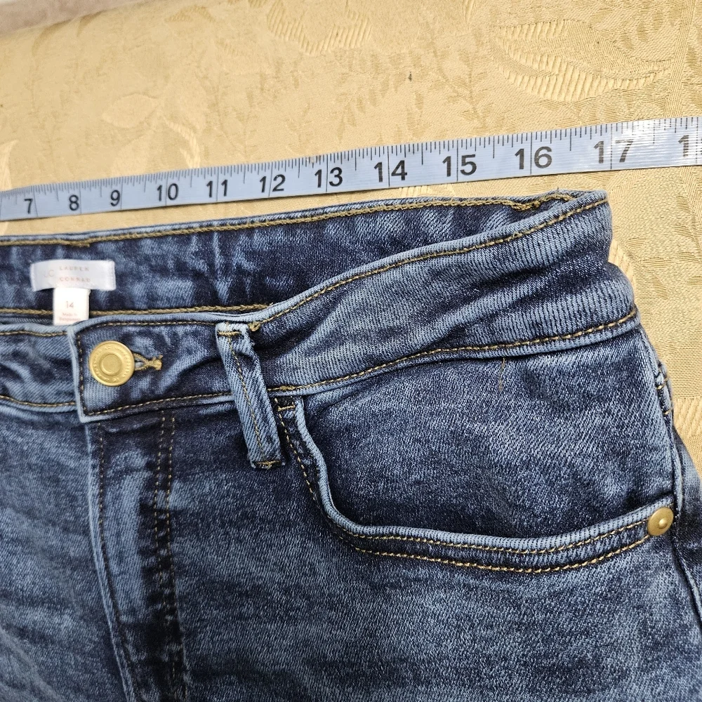 LC Lauren Conrad Stylish Denim Jeans Blue Straight Plus Size 14